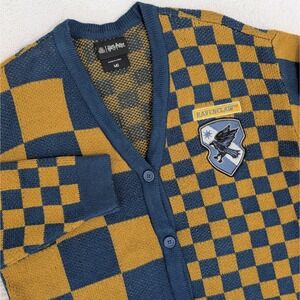 Wizarding World Harry Potter Ravenclaw Embroidered Cardigan Women Med Blue Check